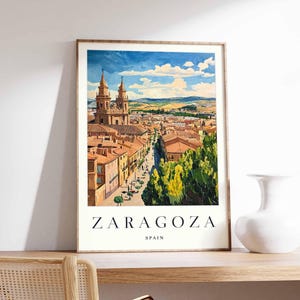 Zaragoza Poster, Spain Travel Print, Spanish City Wall Art, Basilica Decor, Zaragoza Travel Art, European Cityscape Prints, Spain Poster
