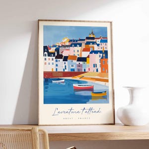 Brest Poster, Frankreich Reisedruck, Hafenstadt Kunstdruck, Frankreich Küstenwandkunst, Bretagne Maritime Szene Dekoration, Frankreich Reisegeschenk