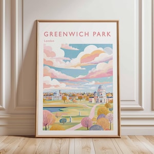Greenwich Park Poster, London Travel Poster, Greenwich Wall Art, Royal Park Print, UK Nature Poster, British Landscape Art, London Decor