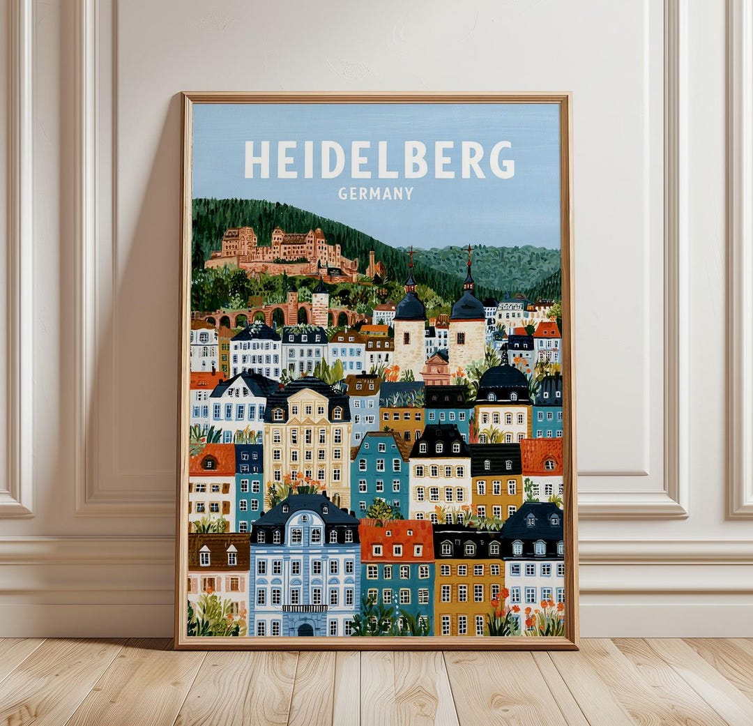 Heidelberg Print | Dense Vertical Cityscape Poster | German Travel Wall ...