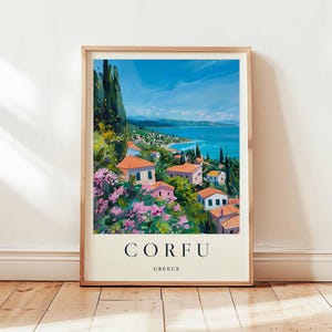 Corfu Poster, Greece Travel Print, Ionian Island Wall Art, Corfu Travel Decor, Mediterranean Travel Gift, Beach Poster, Greece Travel Art