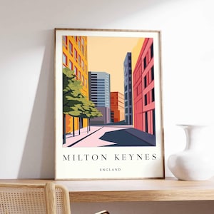 Milton Keynes Poster, UK Travel Print, Cityscape Print, England City Poster, UK Urban Art, Modern Architecture Decor, England Travel Gift