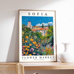 Sofia Flower Market Poster, Sofia Print, Bulgarian Floral Wall Art, Sofia Floral Decor, Botanical Poster, Bulgaria Print, Europe Travel Art