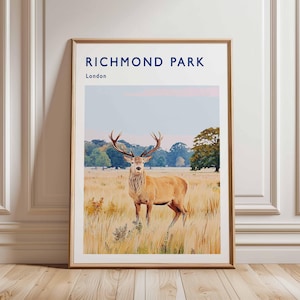 Richmond Park Poster, London Travel Poster, Richmond Wall Art, Deer Park Print, UK Nature Poster, British Landscape Art, London Park Decor