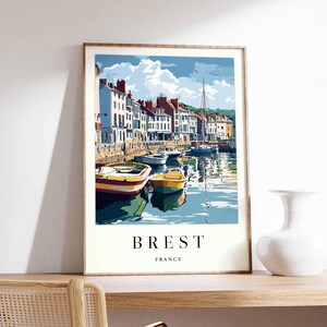 Brest Poster, Frankreich Reisedruck, Hafenstadt Kunstdruck, Frankreich Küstenwandkunst, Bretagne Maritime Szene Dekoration, Frankreich Reisegeschenk