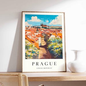 Prague Poster, Czech Republic Travel Print, Charles Bridge Print, Cityscape Wall Decor, Prague Castle View Art, European Travel Gift