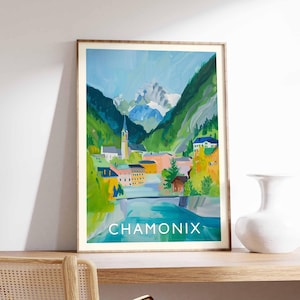Chamonix Poster, France Travel Print, French Alps Wall Art, Mountain View Decor, Mont Blanc Art, Alpine Landscape Print, Europe Travel Art
