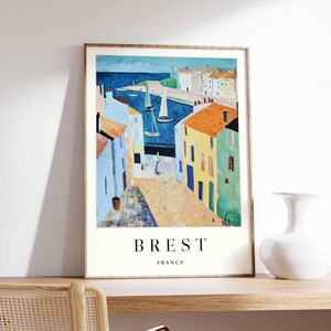 Brest Poster, Frankreich Reisedruck, Hafenstadt Kunstdruck, Frankreich Küstenwandkunst, Bretagne Maritime Szene Dekoration, Frankreich Reisegeschenk
