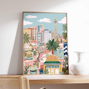 Las Vegas Poster, Nevada City Print, Vegas Strip Art, Casino Decor, Sin City Gift, Entertainment Wall Art, Neon Lights