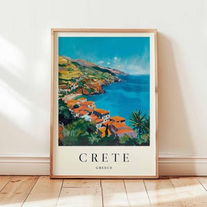 Crete Poster, Greece Travel Print, Mediterranean Island Wall Art, Crete Travel Decor, Beach Art, Greek Island Print, Greece Travel Art