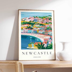 Newcastle poster, UK print, Newcastle wall art, Newcastle city map decor, minimalist Newcastle poster, British skyline print