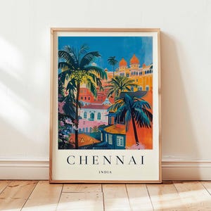 Chennai Poster, India Travel Print, South India Wall Art, Cityscape Decor, Chennai  Travel Gift, Asian City Print, India Travel Art