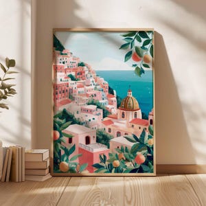 Amalfi Coast Poster, Italy Travel Print, Positano Wall Art, Coastal Home Decor, Mediterranean Art, Italian Landscape Gift