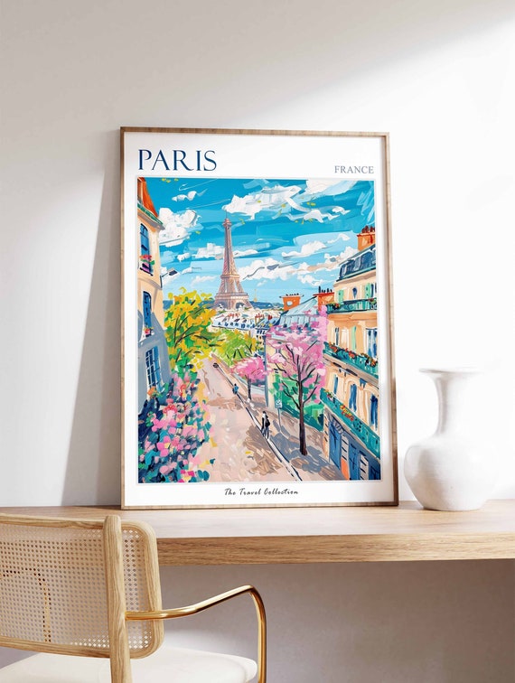 Paris Travel Poster: Eiffel Tower Print, French City Art