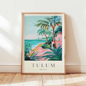 Tulum Poster, Mexico Travel Print, Mayan Riviera Wall Art, Beach Decor, Tropical Travel Gift, Ancient Ruin Print, Mexico Travel Art