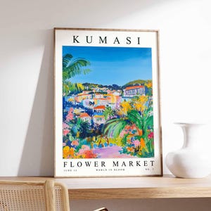 Kumasi Flower Market Poster, Kumasi Print, Ghanaian Floral Wall Art, Kumasi Floral Decor, Botanical Poster, Ghana Art, Africa Travel Print