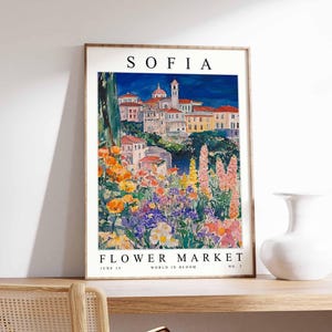 Sofia Flower Market Poster, Sofia Print, Bulgarian Floral Wall Art, Sofia Floral Decor, Botanical Poster, Bulgaria Print, Europe Travel Art