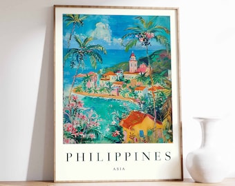 Philippines Travel Poster: Tropical Beach, Asia Wall Art