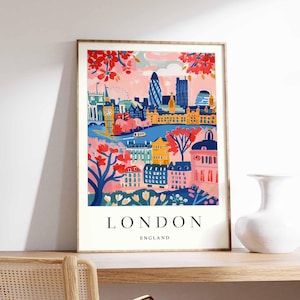 Póster de Londres, impresión del Reino Unido, arte mural de Londres, decoración con mapa de la ciudad de Londres, póster minimalista de Londres, impresión del horizonte británico, arte mural de viajes a Londres