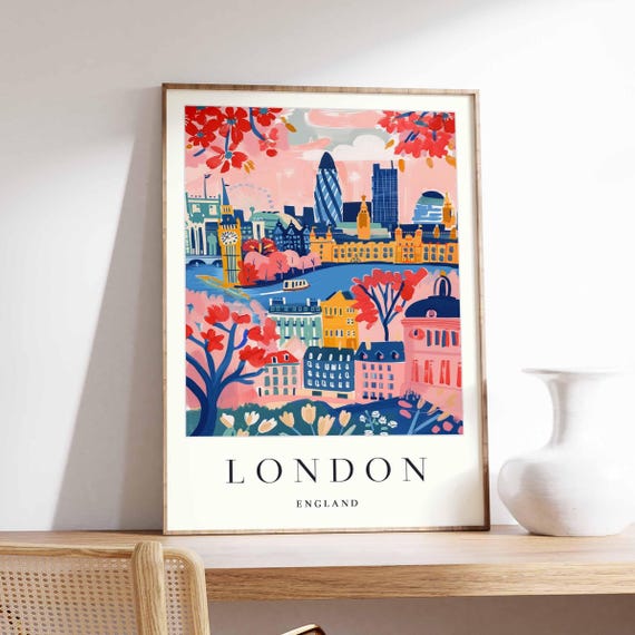 London City Skyline Poster: Modern UK Travel Wall Art