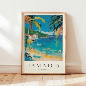 Jamaica Poster, Caribbean Travel Print, Island Wall Art, Tropical Decor, Jamaica Travel Gift, Reggae Culture Print, Caribbean Travel Art
