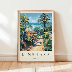 Kinshasa Poster, Africa Travel Print, DR Congo Print, Central Africa Wall Art, Congo River Decor, Kinshasa Travel Gift, African Capital Art
