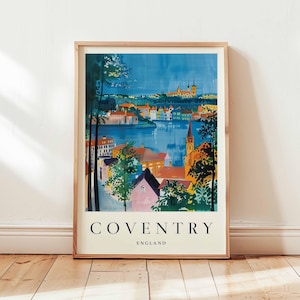 Coventry Poster, England Travel Print, UK City Wall Art, Cathedral Decor, Historic City Gift, West Midlands Print, UK Travel Art