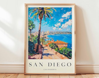 San Diego Travel Poster: California Beach City Wall Art