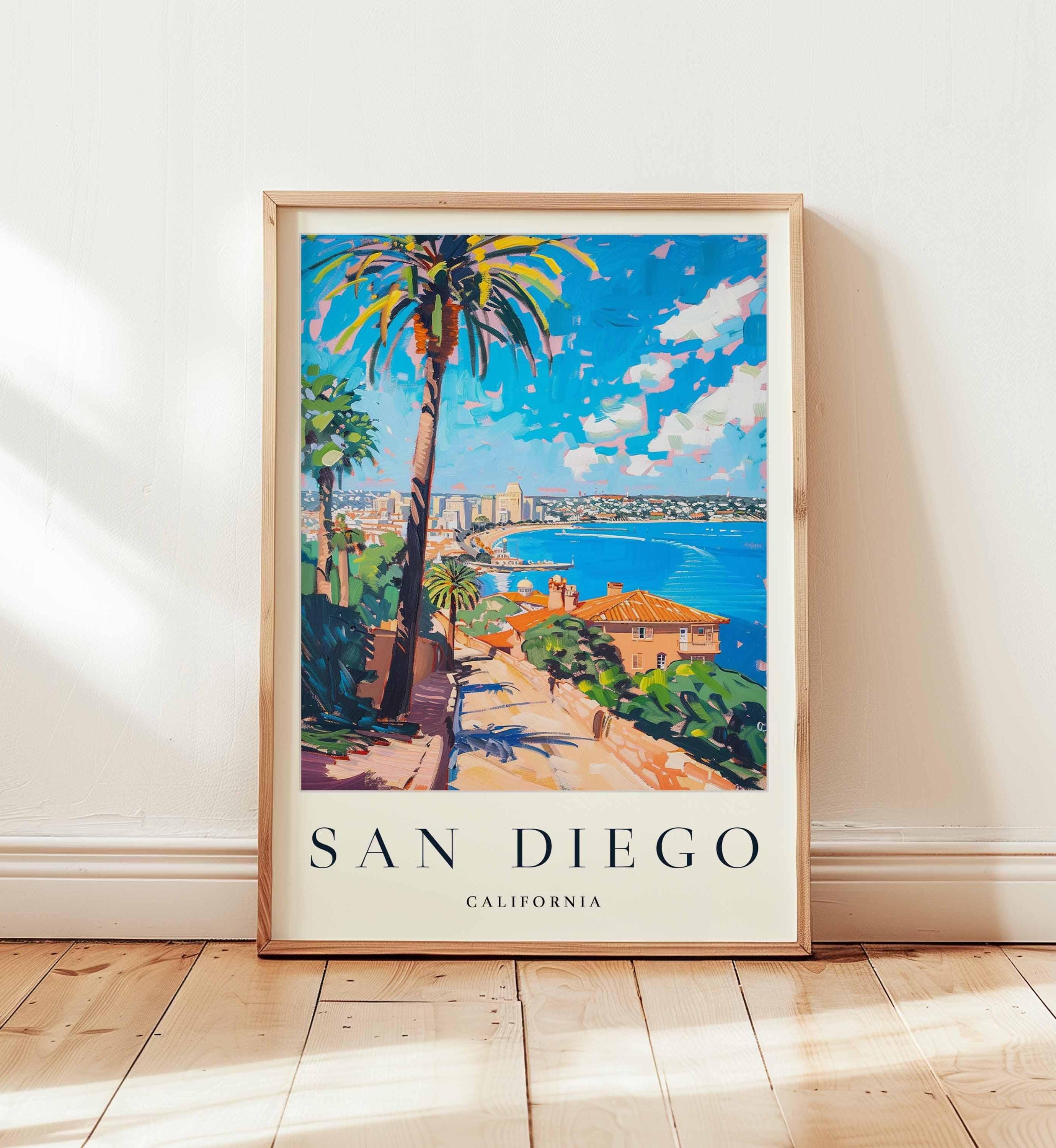 San Diego Travel Poster: California Beach City Wall Art - Etsy