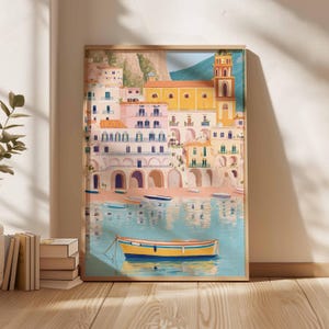 Amalfi Coast Poster, Italy Travel Print, Positano Wall Art, Coastal Home Decor, Mediterranean Art, Italian Landscape Gift
