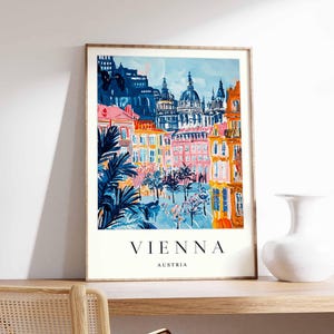 Pôster de Viena, impressão da Áustria, arte de parede de Viena, mapa minimalista da cidade, decoração moderna de Viena, pôster de viagem da Áustria