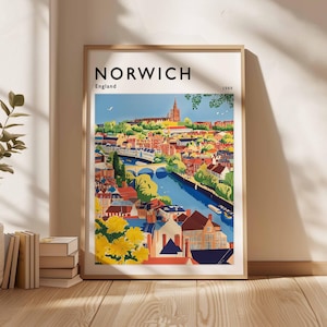 Norwich Poster, England Travel Print, British Decor, United Kingdom Travel Poster, Norwich Gift, Norwich Travel Poster