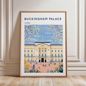 Buckingham Palace Poster, London Travel Poster, Royal Palace Wall Art, Buckingham Print, UK Landmark Poster, British Architecture