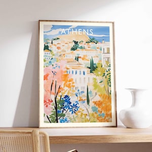 Athens Poster, Greece Travel Print, Greek Wall Art, European City Decor, Acropolis Poster, Greece Travel Gift, Europe Travel Art, Athens Art