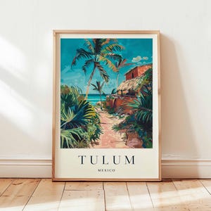 Tulum Poster, Mexico Travel Print, Mayan Riviera Wall Art, Beach Decor, Tropical Travel Gift, Ancient Ruin Print, Mexico Travel Art
