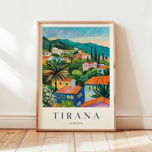 Tirana Poster, Albania Travel Print, Balkan Wall Art, Capital City Decor, European Travel Gift, Cityscape Print, Albania Travel Art