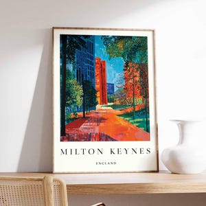 Milton Keynes Poster, UK Travel Print, Cityscape Print, England City Poster, UK Urban Art, Modern Architecture Decor, England Travel Gift