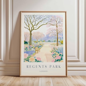 Regents Park Poster, London Travel Poster, Regents Park Wall Art, London Park Print, UK City Poster, British Nature Art, London Decor Print