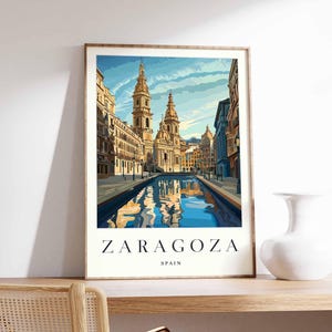 Zaragoza Poster, Spain Travel Print, Spanish City Wall Art, Basilica Decor, Zaragoza Travel Art, European Cityscape Prints, Spain Poster