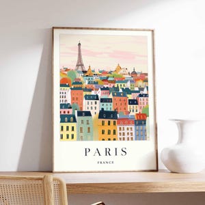 パリのポスター、フランスのプリント、パリの壁アート、パリの地図の装飾、ミニマリストのパリのポスター、フランスの都市のスカイラインのプリント、モダンなパリの旅行アート