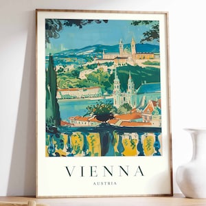 Póster de Viena, Impresión de viaje a Viena, Arte mural de Austria, Impresión de viaje a Austria, Decoración tropical, Impresión marina, Regalo de Viena, Póster de viaje a Viena