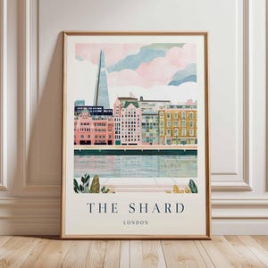 Shard Poster, London Travel Poster, Shard Wall Art, London Skyline Print, UK Landmark Poster, British Architecture Art, Modern London Decor
