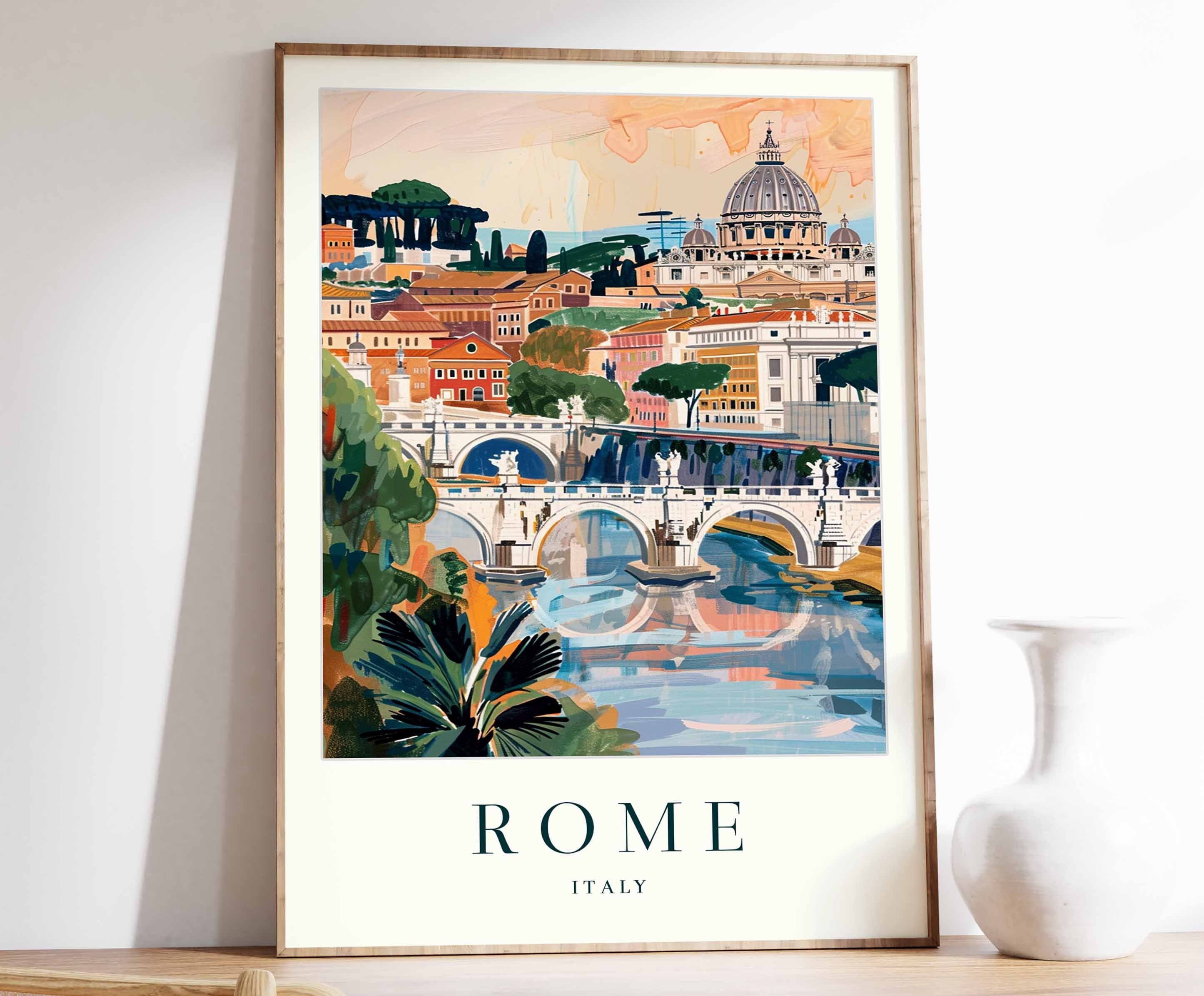 Rome Poster, Rome Travel Print, Italy Wall Art, Italian Travel Print, Tropical Decor, City Print, Rome Gift, Rome Travel Poster