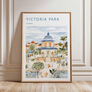 Victoria Park Poster, London Travel Poster, Victoria Park Wall Art, UK Nature Poster, British Landscape Art, London Park Decor