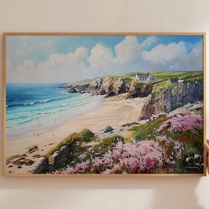 Cornwall Poster, England Travel Print, UK Coastal Wall Art, British Beach Decor, Cornwall Travel Art, Seaside Art Print, UK Travel Poster
