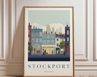 Stockport Travel Poster: England UK Wall Art