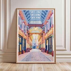 Leadenhall Market Poster, London Travel Poster, Leadenhall Wall Art, Historic London Market Print, UK City Poster, London Heritage Art