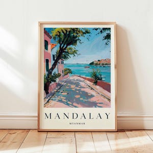 Mandalay Poster, Myanmar Travel Print, Burma Wall Art, Buddhist Decor, Southeast Asia Travel Gift, Ancient City Print, Myanmar Travel Art