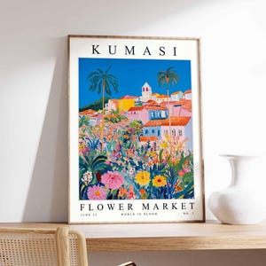 Kumasi Flower Market Poster, Kumasi Print, Ghanaian Floral Wall Art, Kumasi Floral Decor, Botanical Poster, Ghana Art, Africa Travel Print