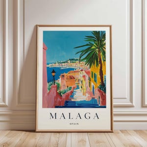 Malaga Poster, Spain Travel Print, European Wall Art, Coastal Decor, Malaga Travel Gift, Cityscape Print, Spain Travel Art